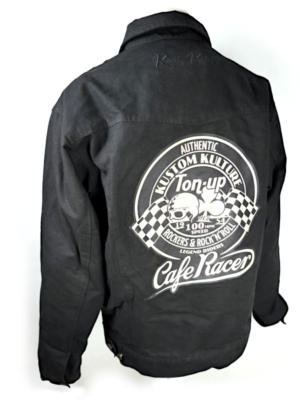 Pánská lehká moto bunda Rusty Pistons Cafe Racer, černá - vel. 3XL