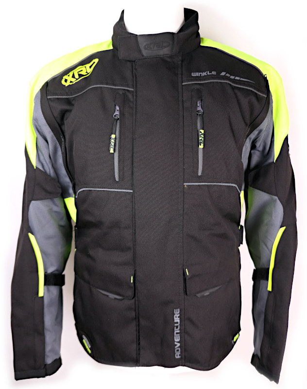 Pánská voděodolná moto bunda XRC Winkle WTP, černo/šedá/fluo - vel. 50 (M)