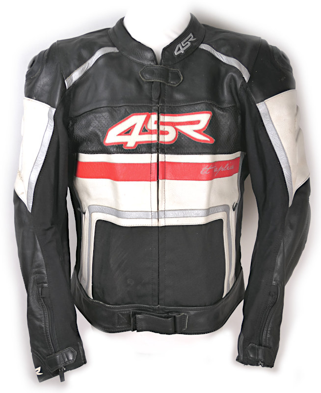 Pánská kožená moto bunda 4SR TT Replica, černo/bílo/červená - vel. 54 (XL)
