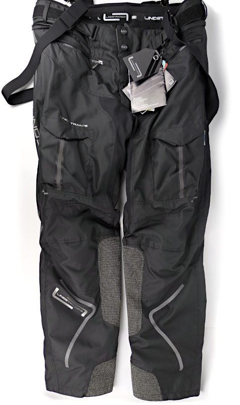 NOVÉ Třívrstvé pánské moto kalhoty Lindstrands Oman se šlemi, černé - vel. 60 (3XL)