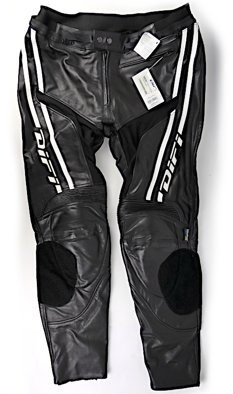 Nové pánské kožené moto kalhoty Difi Elroy, černo/bílé - vel. 60(4XL)