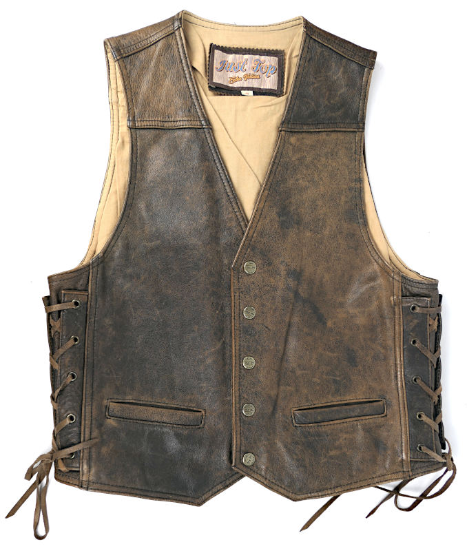 Hnědá kožená vesta se šněrováním, vel: S