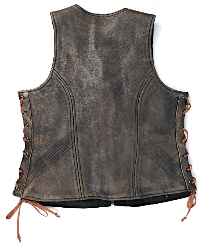 NOVÁ Dámská kožená vesta XELEMENT se šněrováním, vel: XL