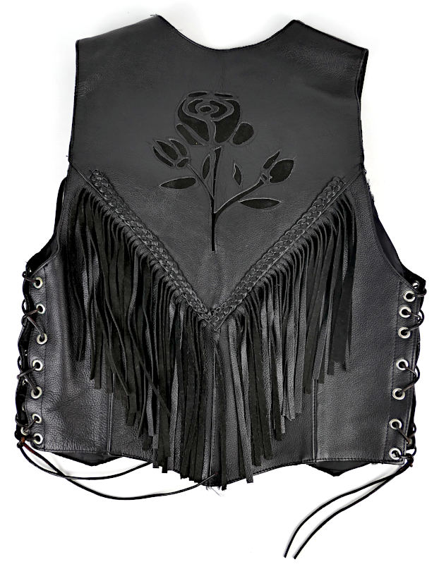 Dámská kožená vesta HELD se šněrováním a třásněmi, vel: 38/S