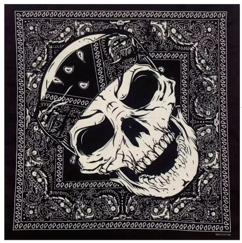 NOVÝ Bavlněný šátek Lebka