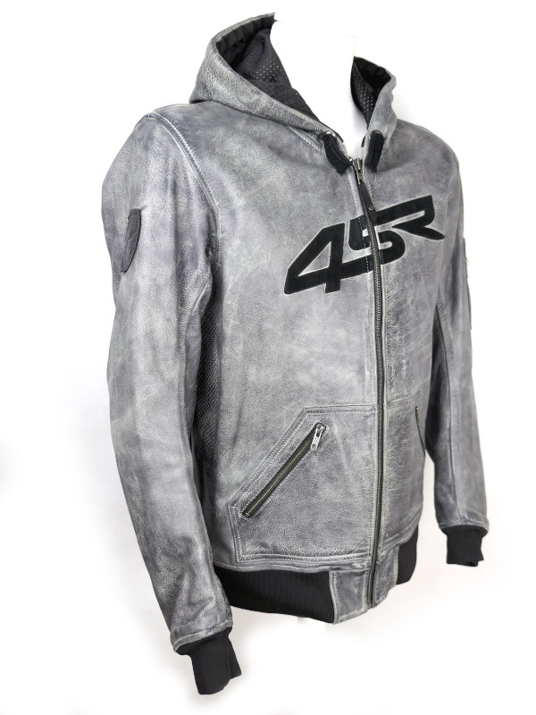 Patinovaná kožená bunda 4SR Hoodie, šedá - vel. 52 (L)