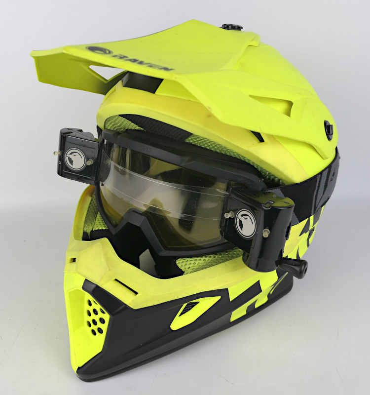 Motokrosová helma RAVEN + MX brýle Raven, černo-fluo žlutá - vel. M