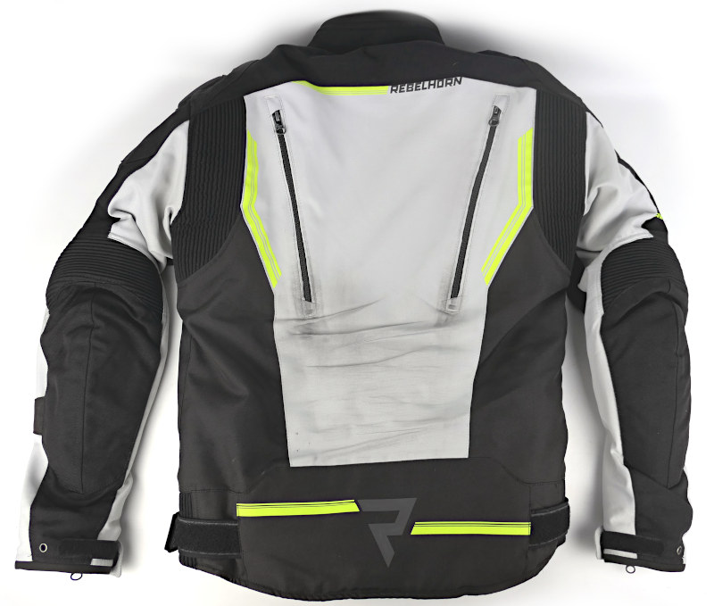 Pánská textilní moto bunda Rebelhorn Borg II s chrániči level 2, černo-šedo-fluo - vel. S