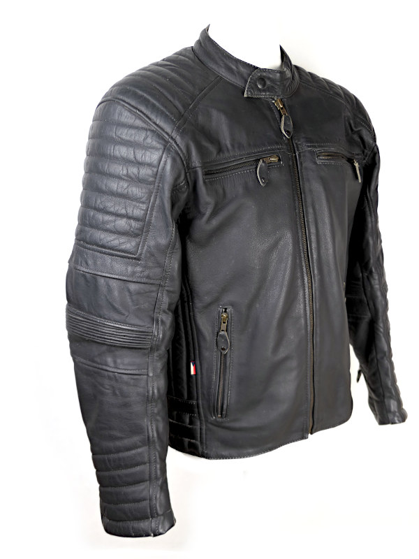 Pánská kožená moto bunda MBW Lime, černá matná - vel. 50 (L)