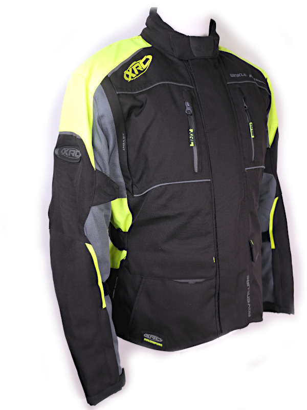 Pánská voděodolná moto bunda XRC Winkle WTP, černo/šedá/fluo - vel. 50 (M)