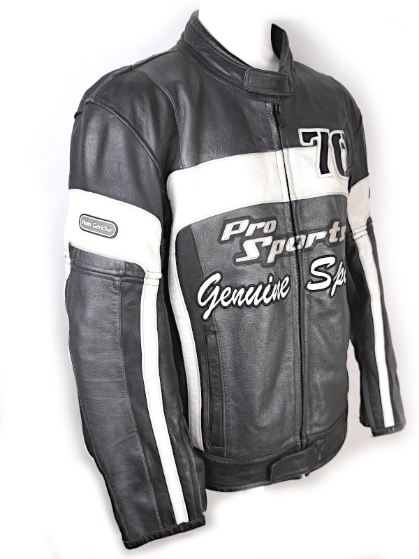 Pánská kožená moto bunda Hein Gericke, černo-bílá - vel. 60 (3XL)