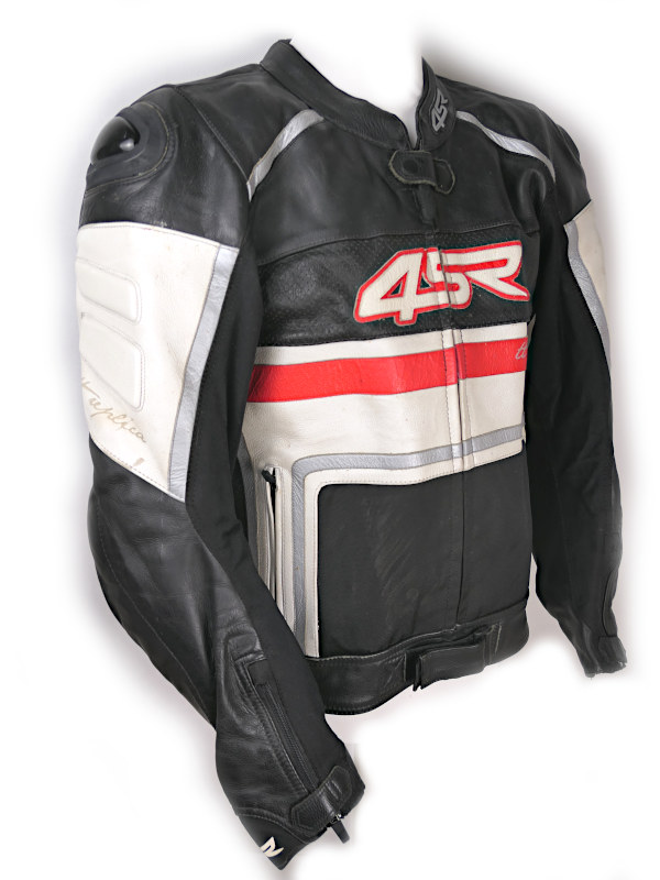 Pánská kožená moto bunda 4SR TT Replica, černo/bílo/červená - vel. 54 (XL)