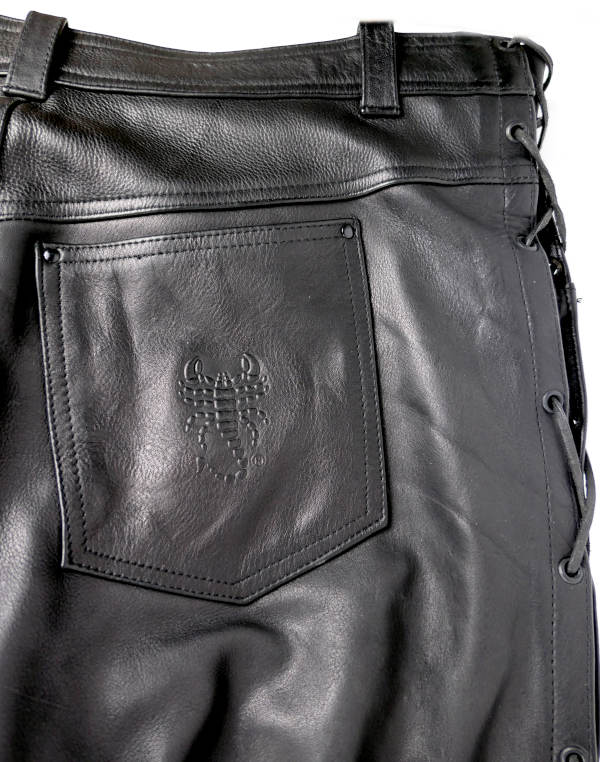 NOVÉ Dámské kožené kalhoty GENSLER se šněrováním, vel: 38/M