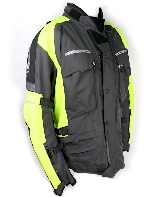 Pánská textilní dlouhá bunda Modeka Westport, černo-šedá-fluo - vel. XXL