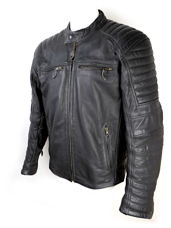 Pánská kožená moto bunda MBW Lime, černá matná - vel. 50 (L)