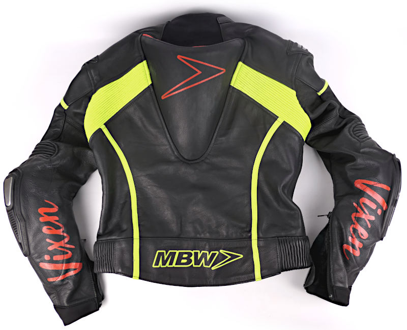 Dámská dvoudílná kožená kombinéza MBW VIXEN, černo-fluo – vel. 38 (S)