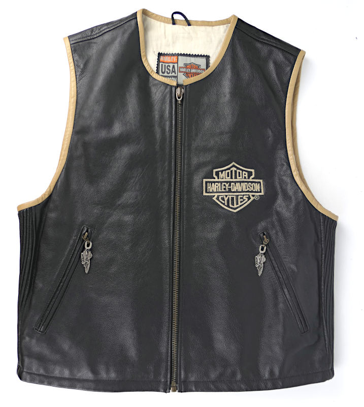 Pánská kožená moto vesta Harley-Davidson, černá - vel. M