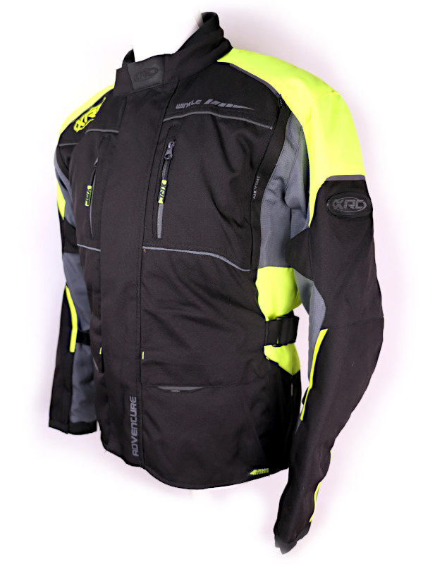 Pánská voděodolná moto bunda XRC Winkle WTP, černo/šedá/fluo - vel. 50 (M)