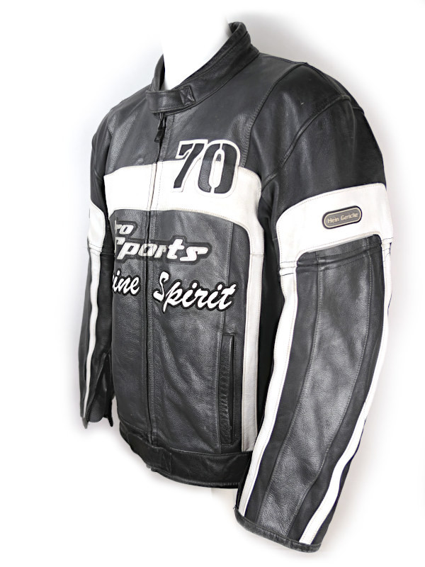 Pánská kožená moto bunda Hein Gericke, černo-bílá - vel. 60 (3XL)