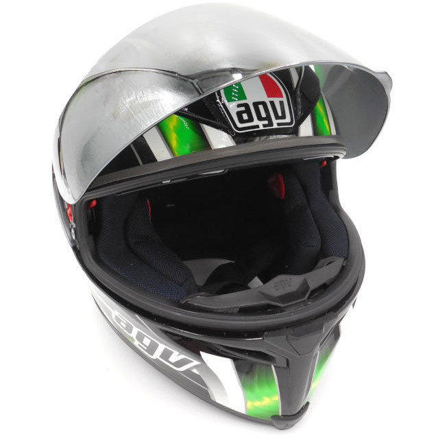 Integrální helma AGV K-5 Hurricane zelená se slun. clonou + čiré plexi, vel: L