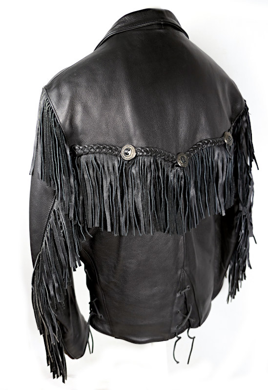 NOVÁ Dámská kožená bunda GENSLER s třásněmi, vel: 46/XL