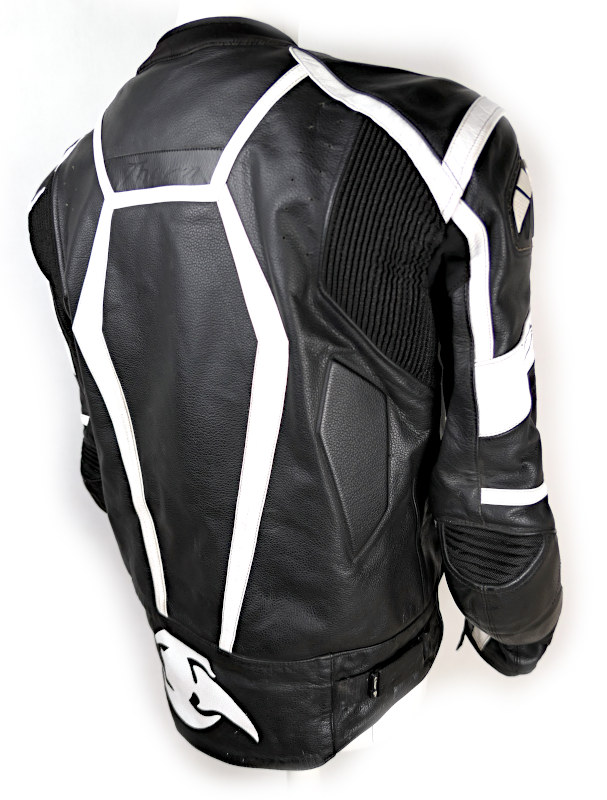 Pánská kožená sportovní bunda LIME Thorn, černo-bílá - vel. 54 (XL)