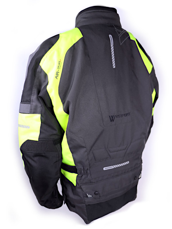 Pánská textilní dlouhá bunda Modeka Westport, černo-šedá-fluo - vel. XXL