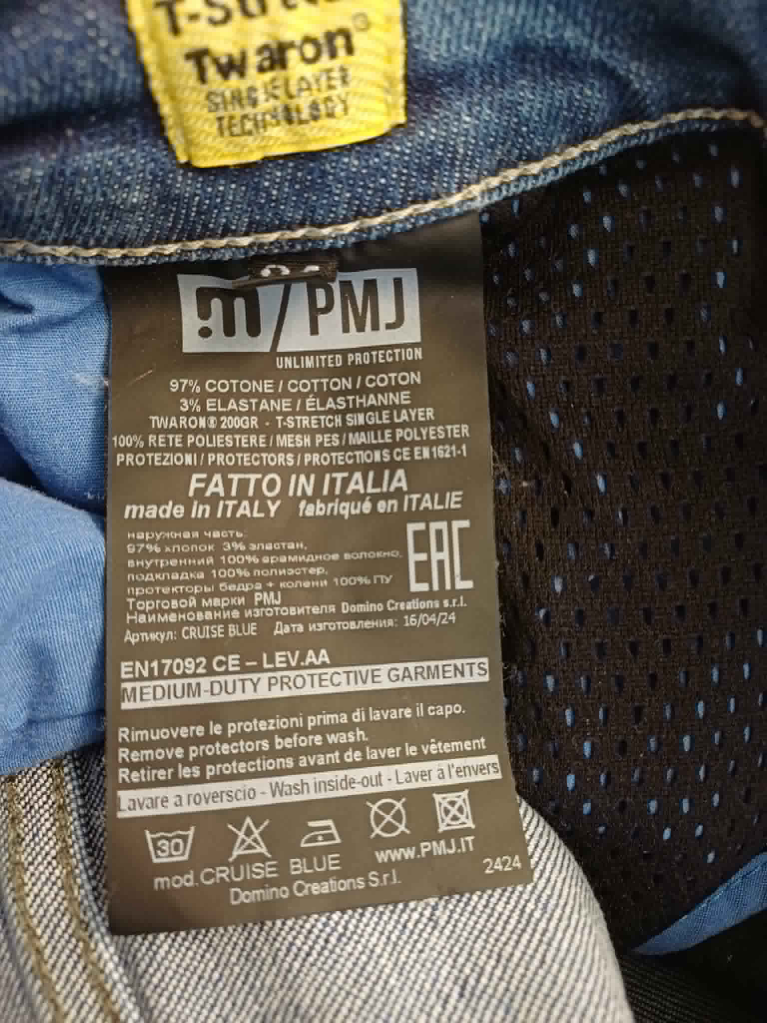 Moto džíny PMJ AA, modré - vel. 34 (L)