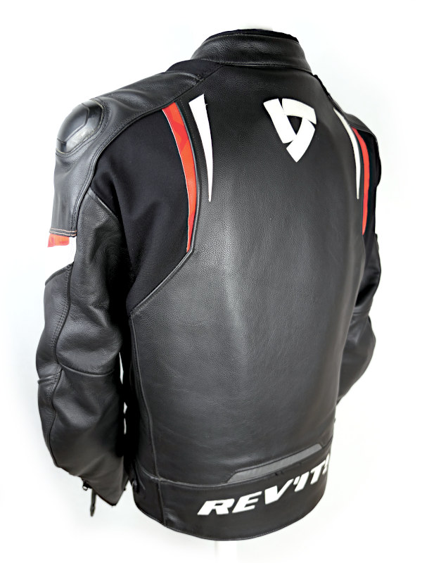 Pánská kožená bunda Revit Glide, černo-bílo-červená - vel. 56 (XL)