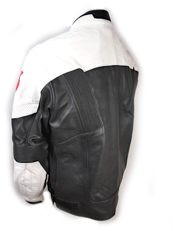 Pánská kožená moto bunda Scott Track, černo/bílo/červená - vel. XL