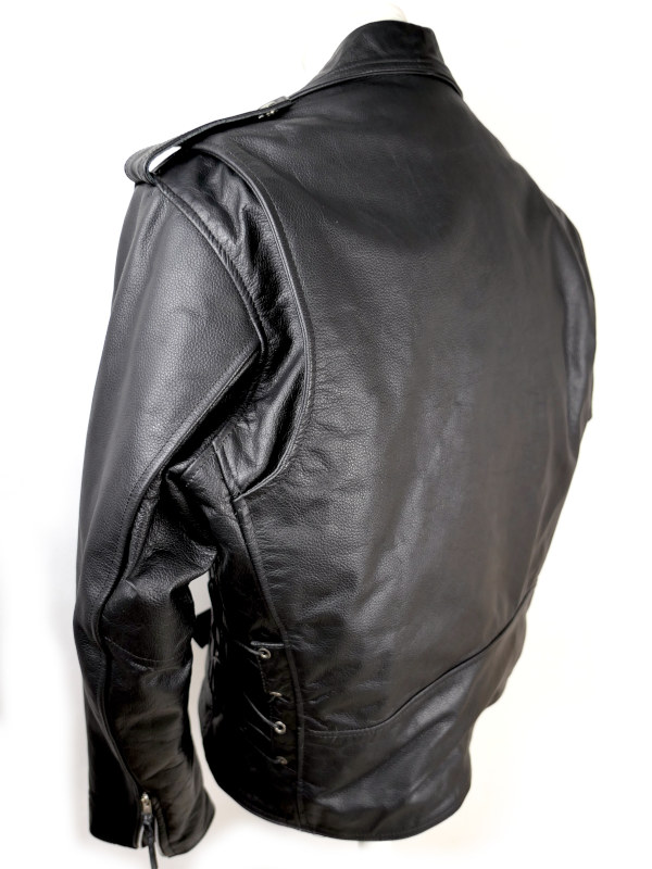 Nová pánská kožená bunda "křivák" Gallanto s chrániči, černá - vel. 3XL