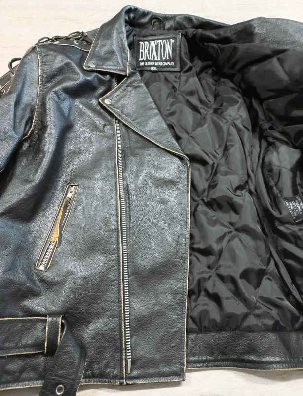 NOVÁ Pánská kožená bunda "křivák" BRIXTON EAGLE bez chráničů, vel: 5XL