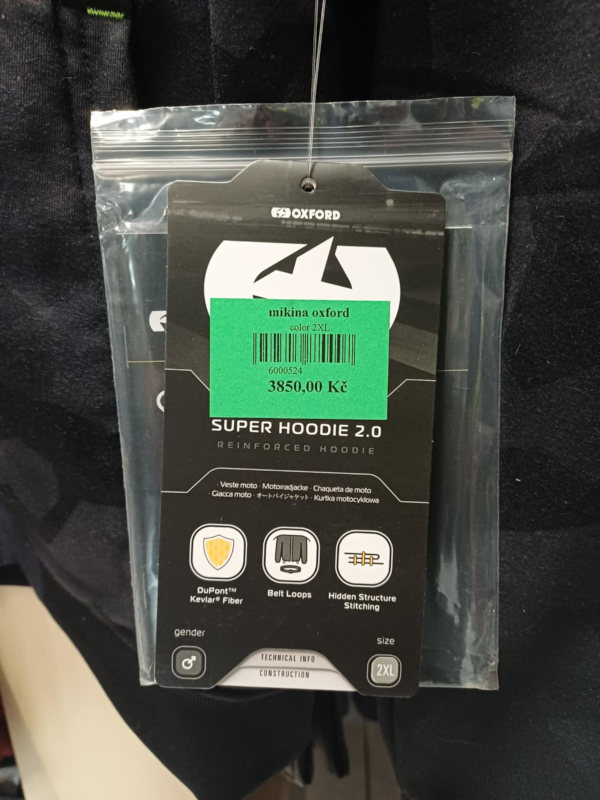 NOVÁ Kevlarová pánská mikina OXFORD Super Hoodie 2.0, vel: XXL