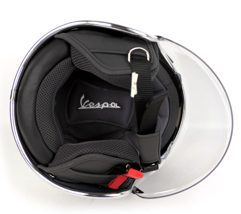 Zánovní otevřená helma Vespa VJ, bílá/modrá - vel. XS