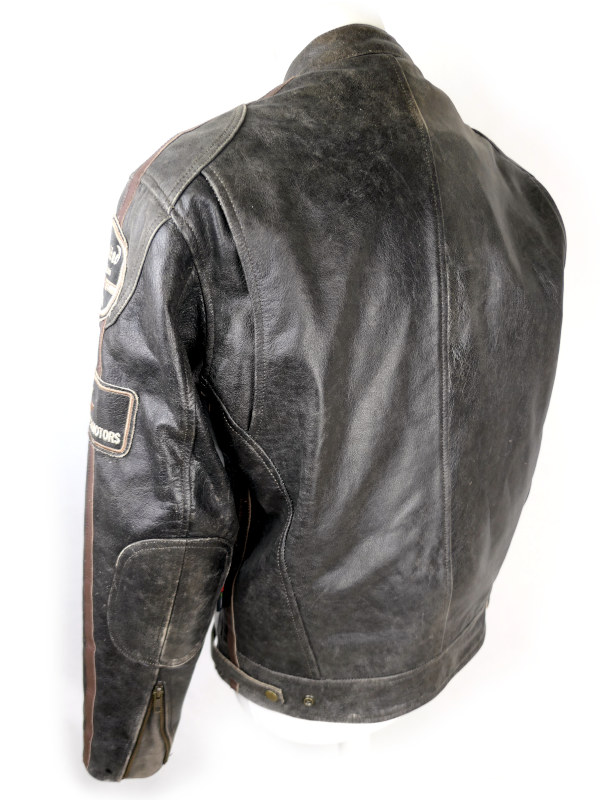 Pánská kožená moto bunda W-TEC Sheawen s chrániči, hnědá/černá vintage - vel. L