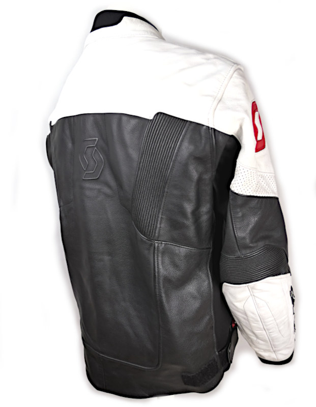 Pánská kožená moto bunda Scott Track, černo/bílo/červená - vel. XL