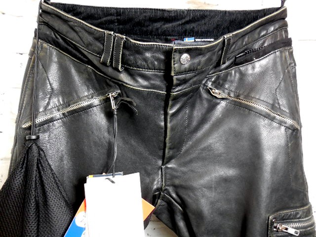 NOVÉ Kožené pánské kalhoty HALVARSSONS RIDER z kozí kůže, s chrániči, vel: 54/XL