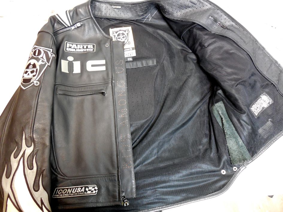 Pánská kožená bunda ICON s vložkou a s chrániči, vel: XXL