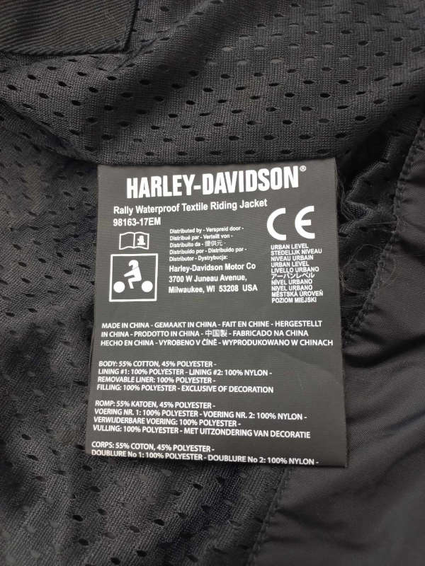 Pánská voděodolná bunda HARLEY-DAVIDSON bez chráničů, vel: XL Slim
