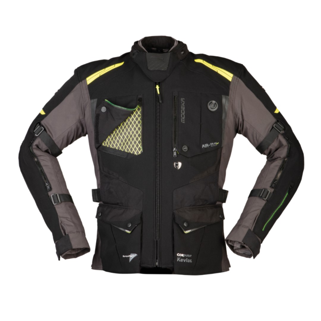 Pánská třívrstvá bunda Modeka Talismen, černá-šedá-fluo - vel. XL