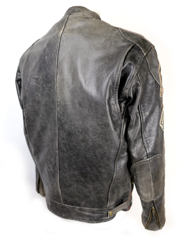 Pánská kožená moto bunda W-TEC Sheawen s chrániči, hnědá/černá vintage - vel. L