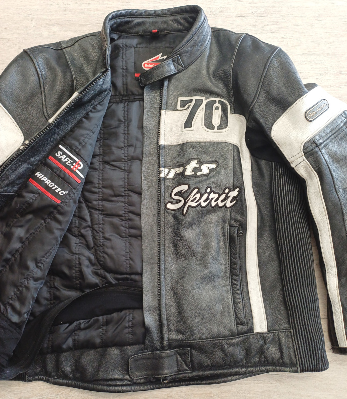 Pánská kožená moto bunda Hein Gericke, černo-bílá - vel. 60 (3XL)