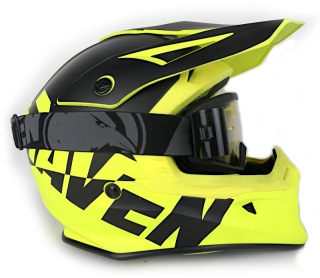 Motokrosová helma RAVEN + MX brýle Raven, černo-fluo žlutá - vel. M
