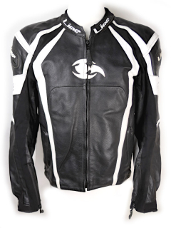 Pánská kožená sportovní bunda LIME Thorn, černo-bílá - vel. 54 (XL)