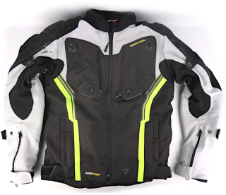 Pánská textilní moto bunda Rebelhorn Borg II s chrániči level 2, černo-šedo-fluo - vel. S