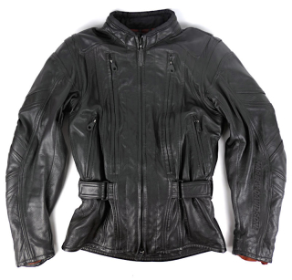Dámská dlouhá kožená moto bunda Harley-Davidson FXRG, černá - vel. XS