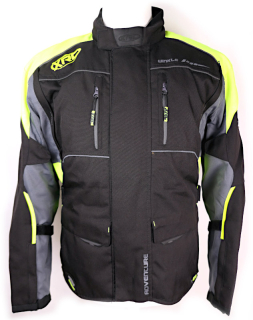 Pánská voděodolná moto bunda XRC Winkle WTP, černo/šedá/fluo - vel. 50 (M)