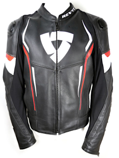 Pánská kožená bunda Revit Glide, černo-bílo-červená - vel. 56 (XL)