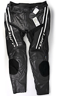 Nové pánské kožené moto kalhoty Difi Elroy, černo/bílé - vel. 60(4XL)