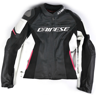 Nová dámská kožená bunda Dainese Racing 3 Lady, černo-bílo-růžová - vel. 42 (S)